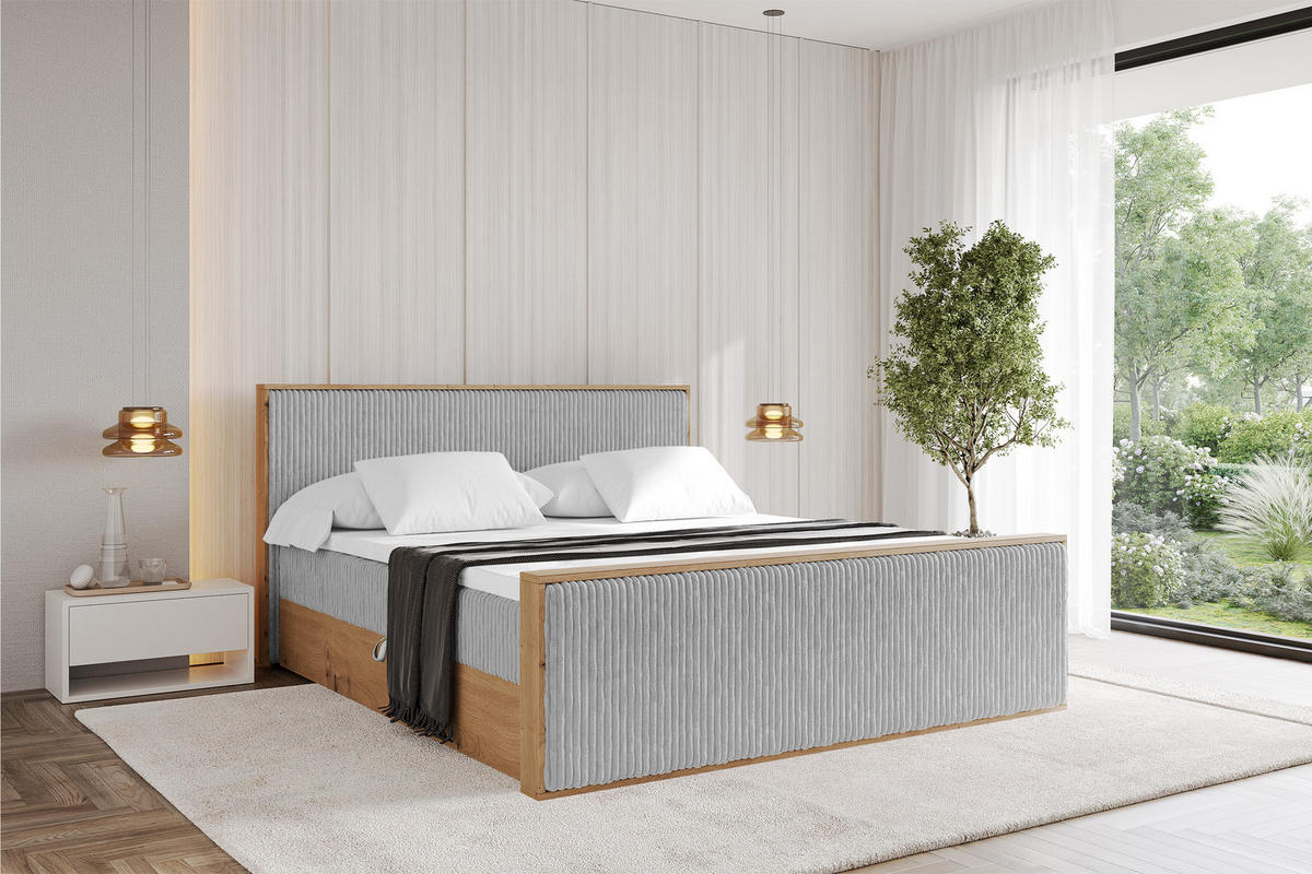 BOXBETT LOLLI9 -Z 140x200 - H4 Grau - Grau, Holzwerkstoff (140/200cm) - ALTDECOR