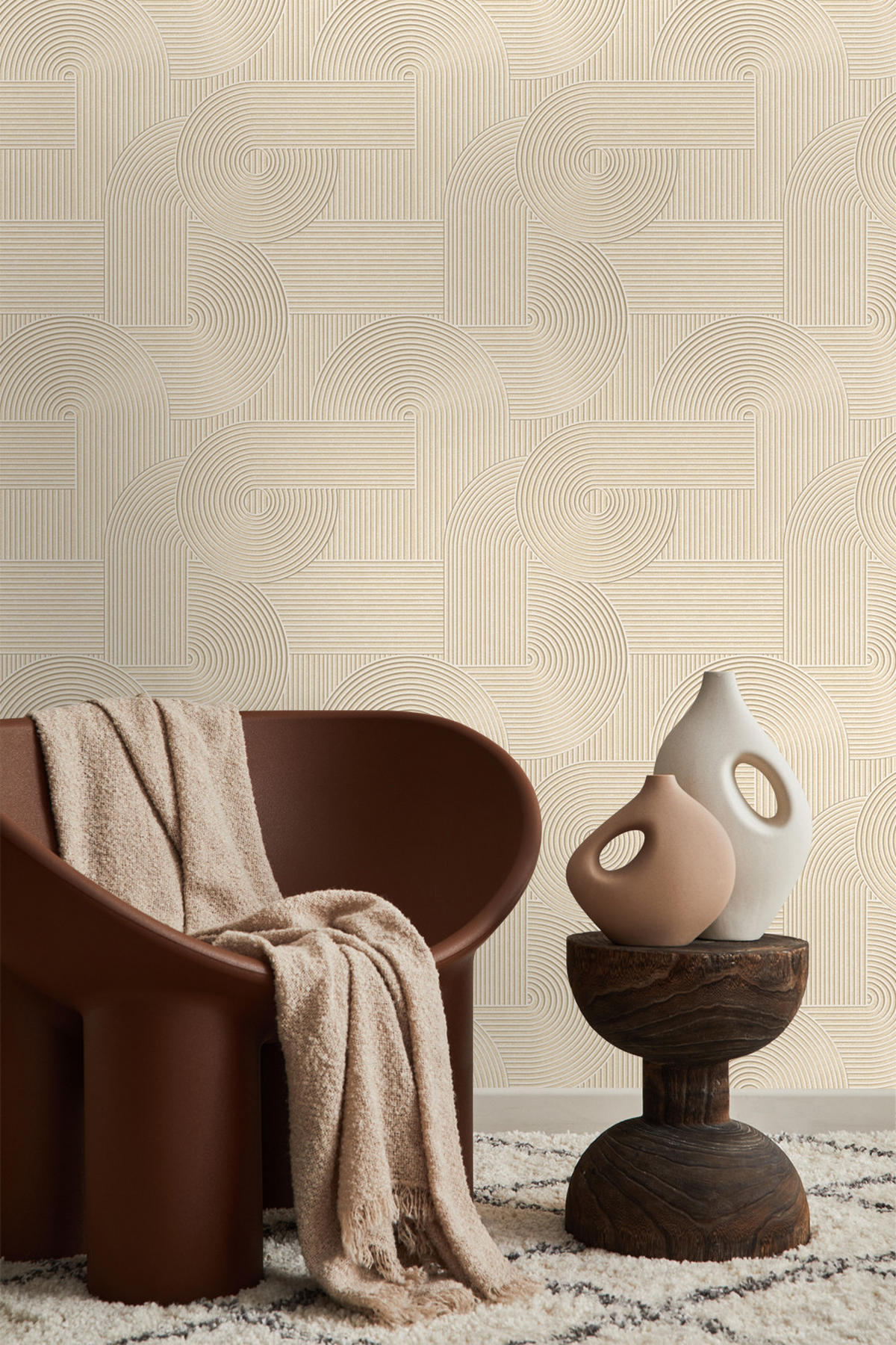 TAPETE 3D-Muster 53 cm x 10.05 m - Beige, Papier (53/1000cm) - Origin Wallcoverings