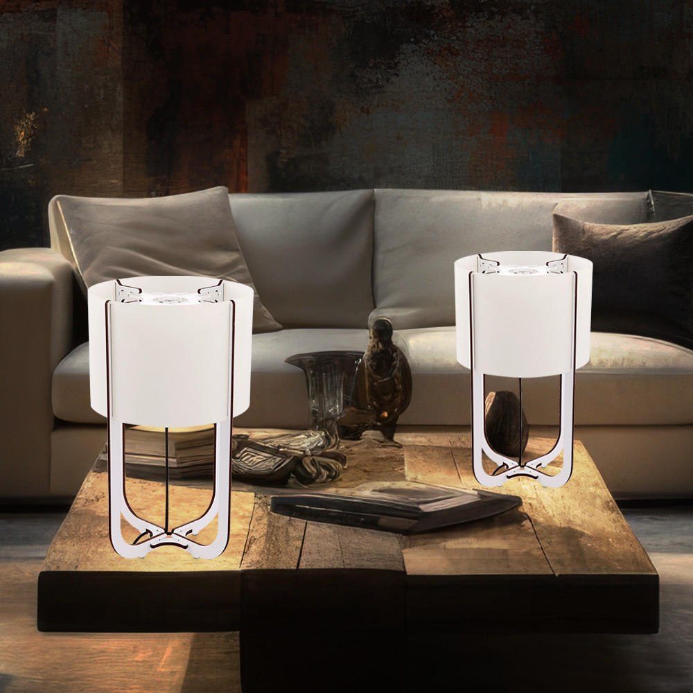 LED TISCHLEUCHTE LIGNANO Weiß Braun - Weiß, Holz (15/15/25cm) - Globo Lighting