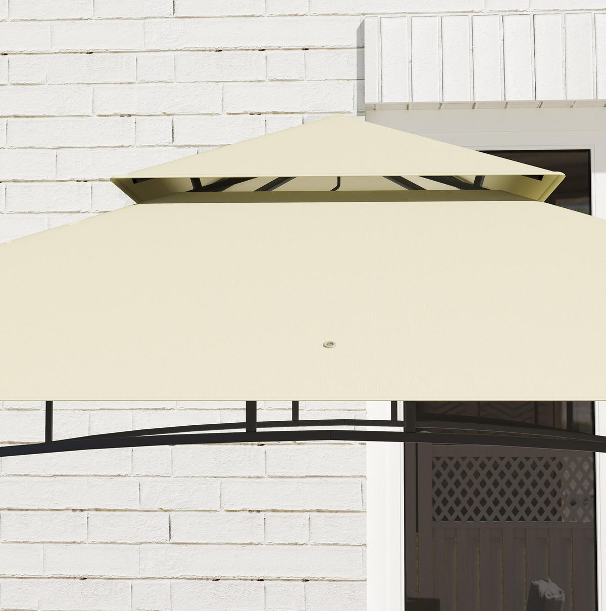 PERGOLA Grillpavillon 240/150/257 cm aus Stahl mit Doppeldach und Seitenablagen Beige - Beige, Metall (240/257/150cm) - Modenvie