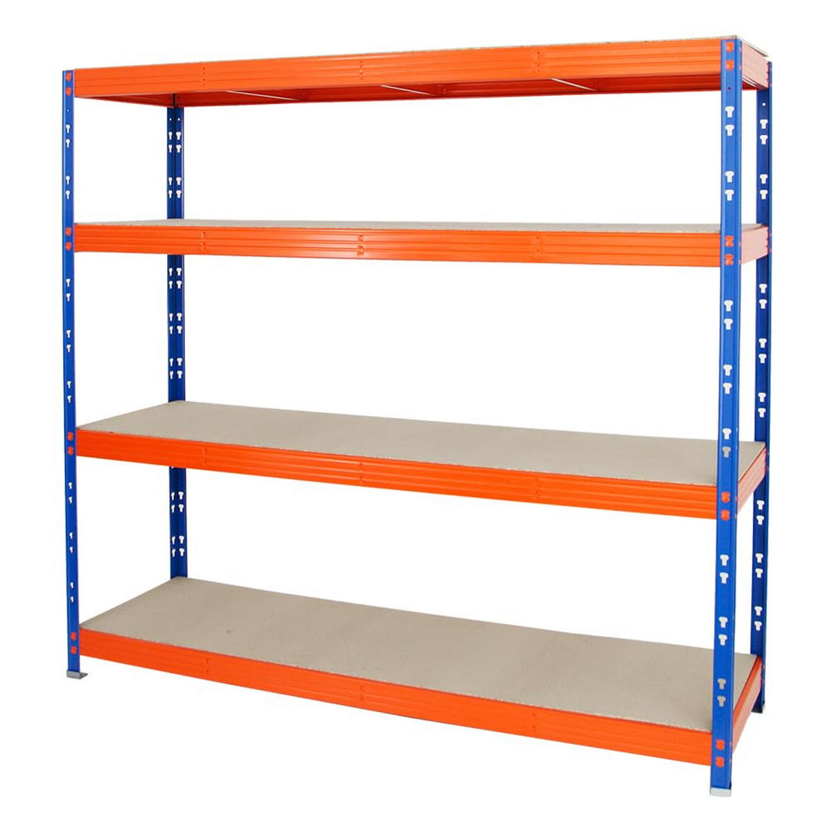 SCHWERLASTREGAL Rhino 180x200x60 cm 4 Spanplatten-Ebenen 8mm Fachlast 500 kg Blau/Orange - Blau/Orange, Metall (200/180/60cm) - PROREGAL