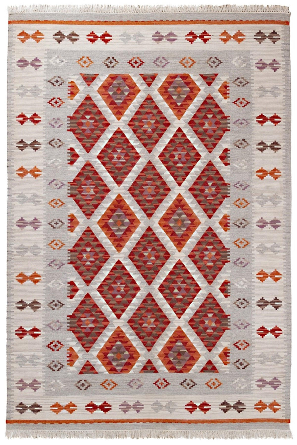 TEPPICH handgewebt Kelim Orient Wolle ZAGRA Rot 160 x 230 cm - Rot, Naturmaterialien (160/230cm) - Novatrend
