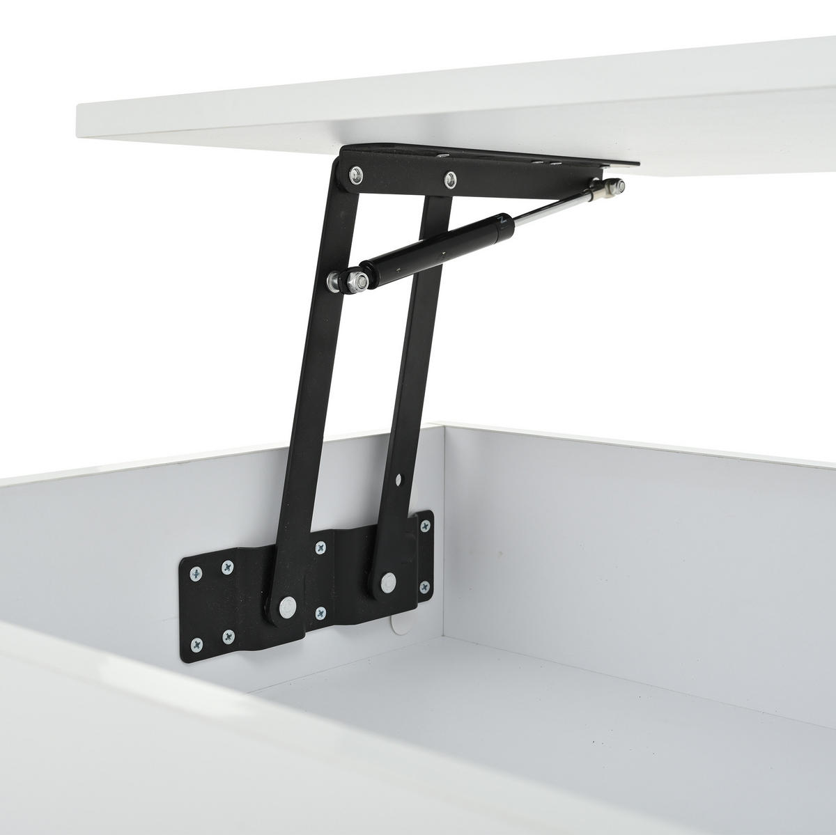 KONFERENČNÍ stolek, 100/50/46 cm bílý, výškově nastavitelný s LED a úložným prostorem - bílá, kompozitní dřevo (120/50/46cm) - BEAOK