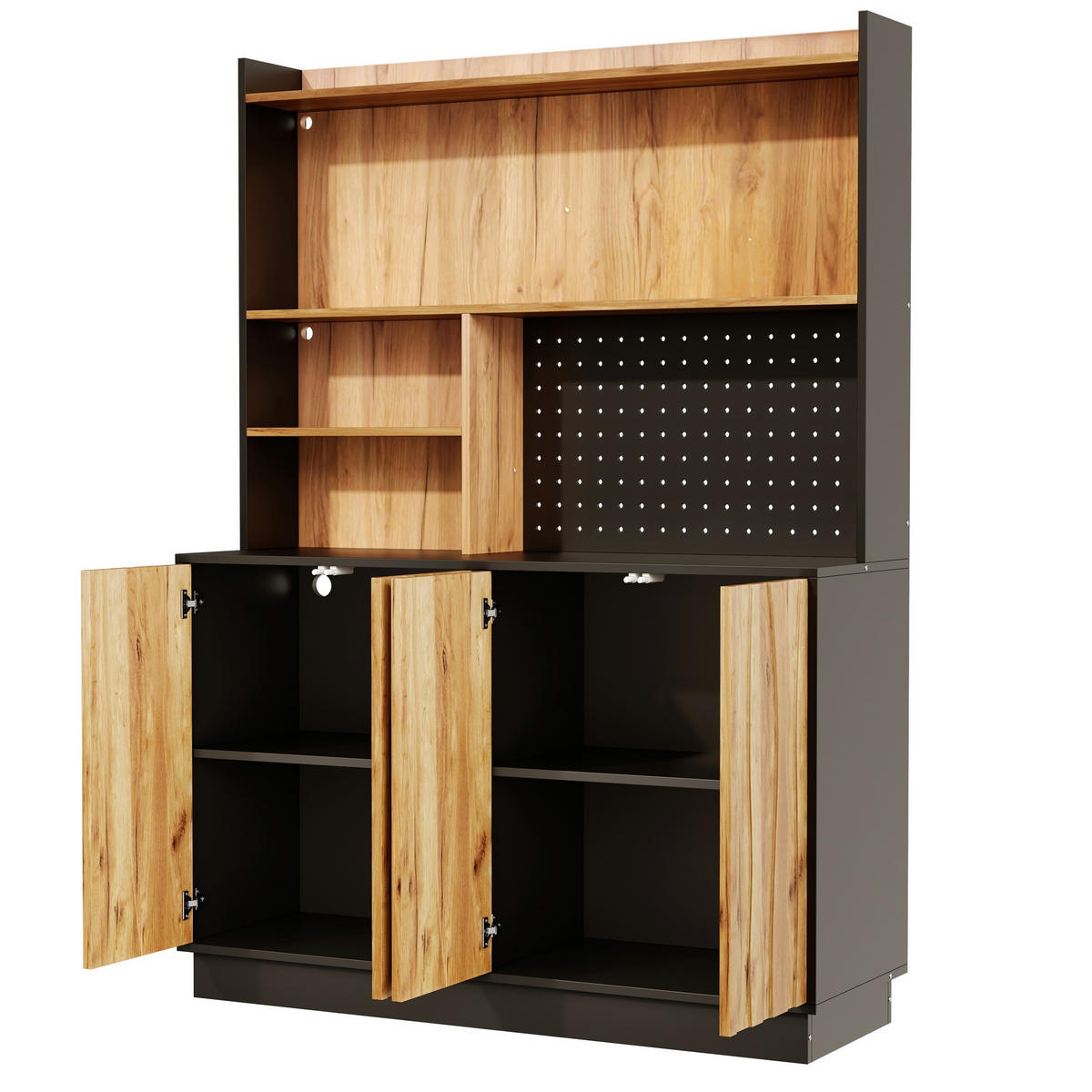 BUFFET DE-38743 120/43/160 cm LED-Beleuchtung und Lochwand Natur - Naturfarben, Holzwerkstoff (120/160/43cm) - ComfortXL