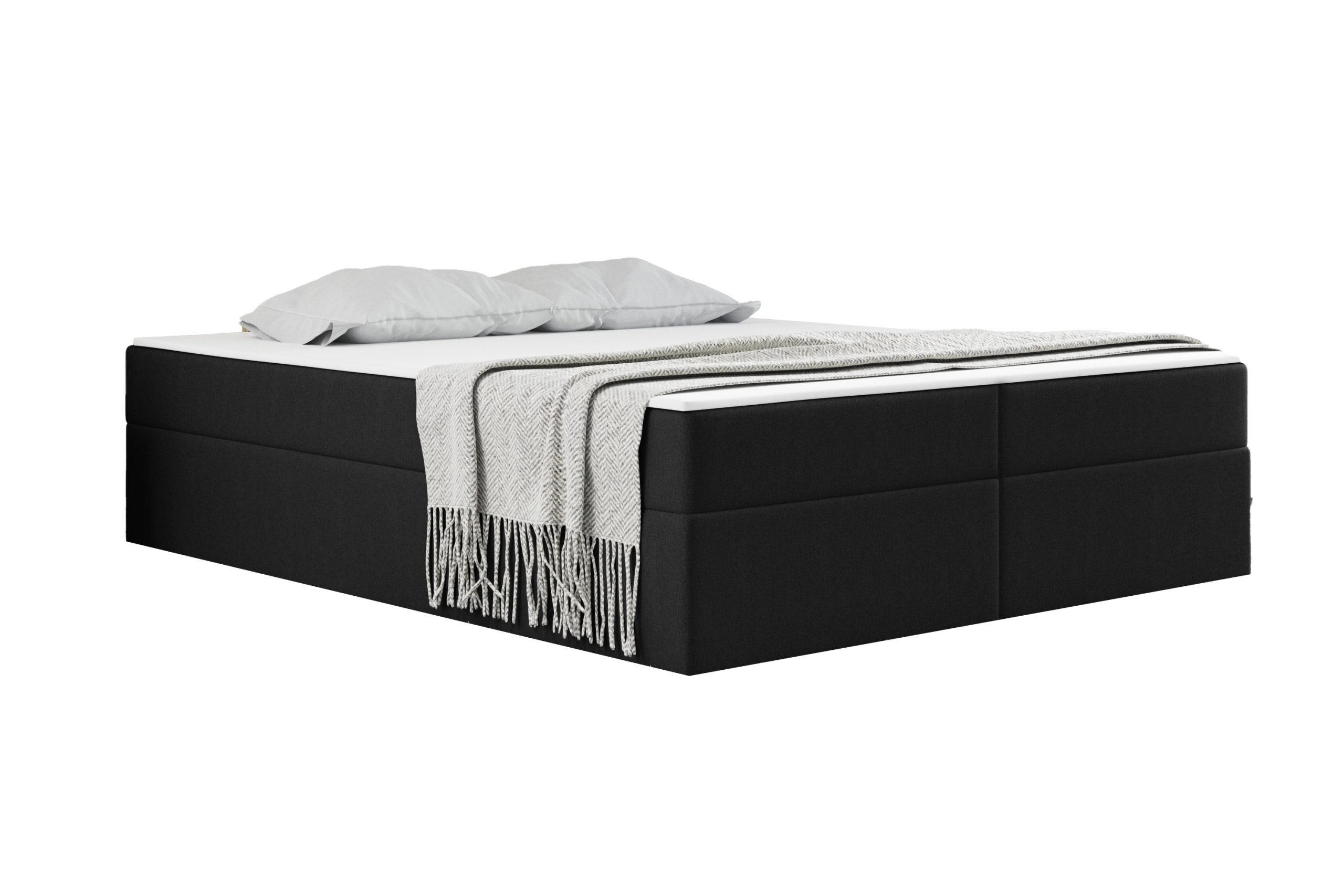 BOXBETT Mit Bettkasten Und Matratze Topper Ruben Schwarz 160x200 cm H3-Bonell - Schwarz, Holz/Textil (160/200cm) - Kaiser Möbel