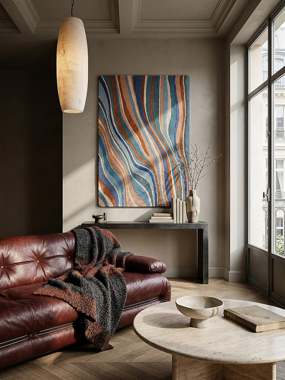 WOLLTEPPICH DERWENT, abstrakt, Blau-Bunt, 200 x 290 cm - Multicolor, Textil (200/290cm) - KADIMA DESIGN