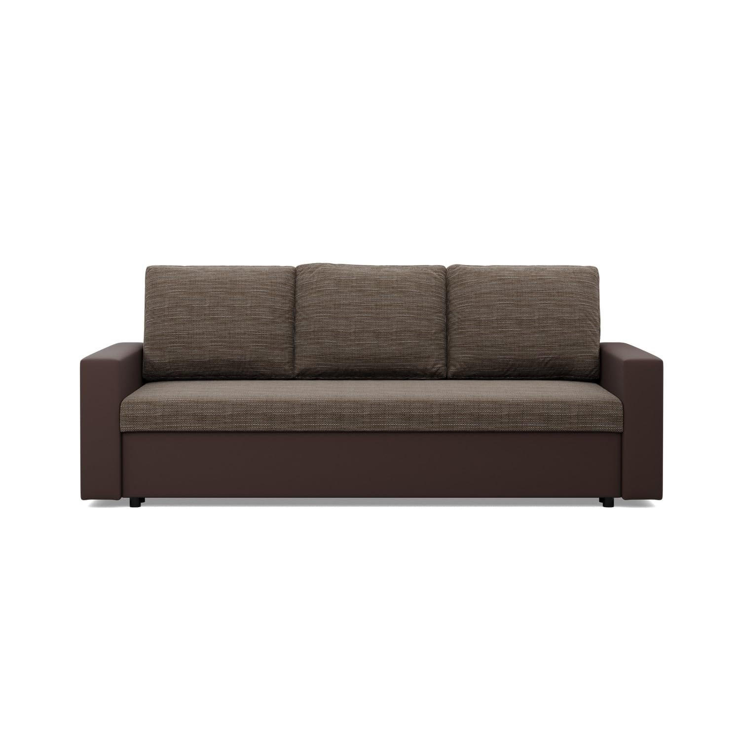 SOFA 3-SITZER MIT SCHLAFFUNKTION LUNA, Braun + Braun - Braun, Textil (220/92/92cm)