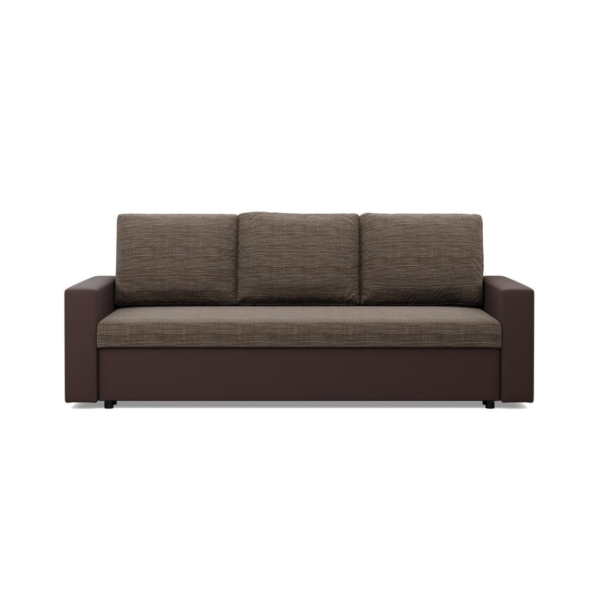 SOFA 3-SITZER MIT SCHLAFFUNKTION LUNA, Braun + Braun - Braun, Textil (220/92/92cm)