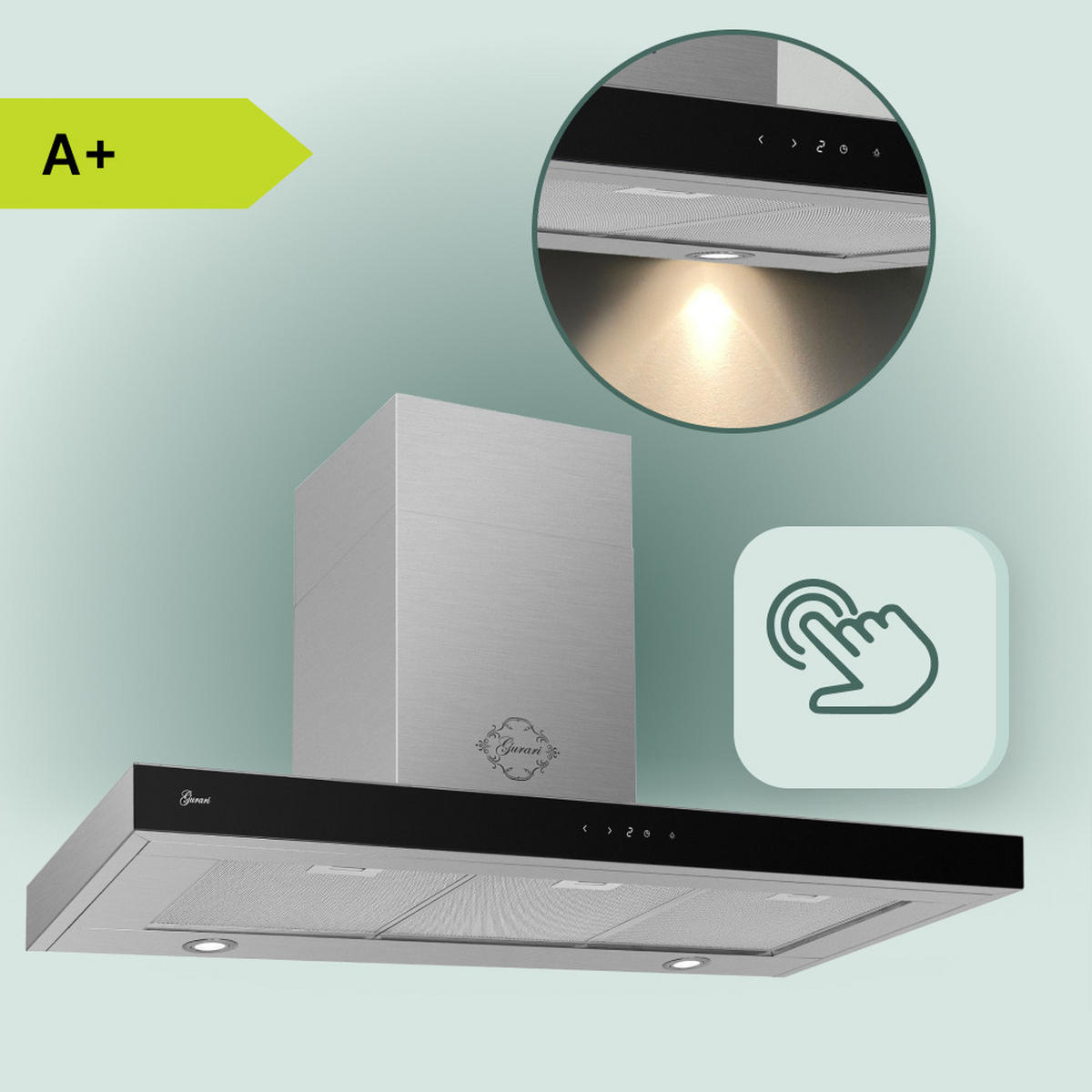 DUNSTABZUGSHAUBE GCH 972 BL 120 Quatro 120 cm Edelstahl - Silberfarben, Metall (120/102/50cm) - Gurari