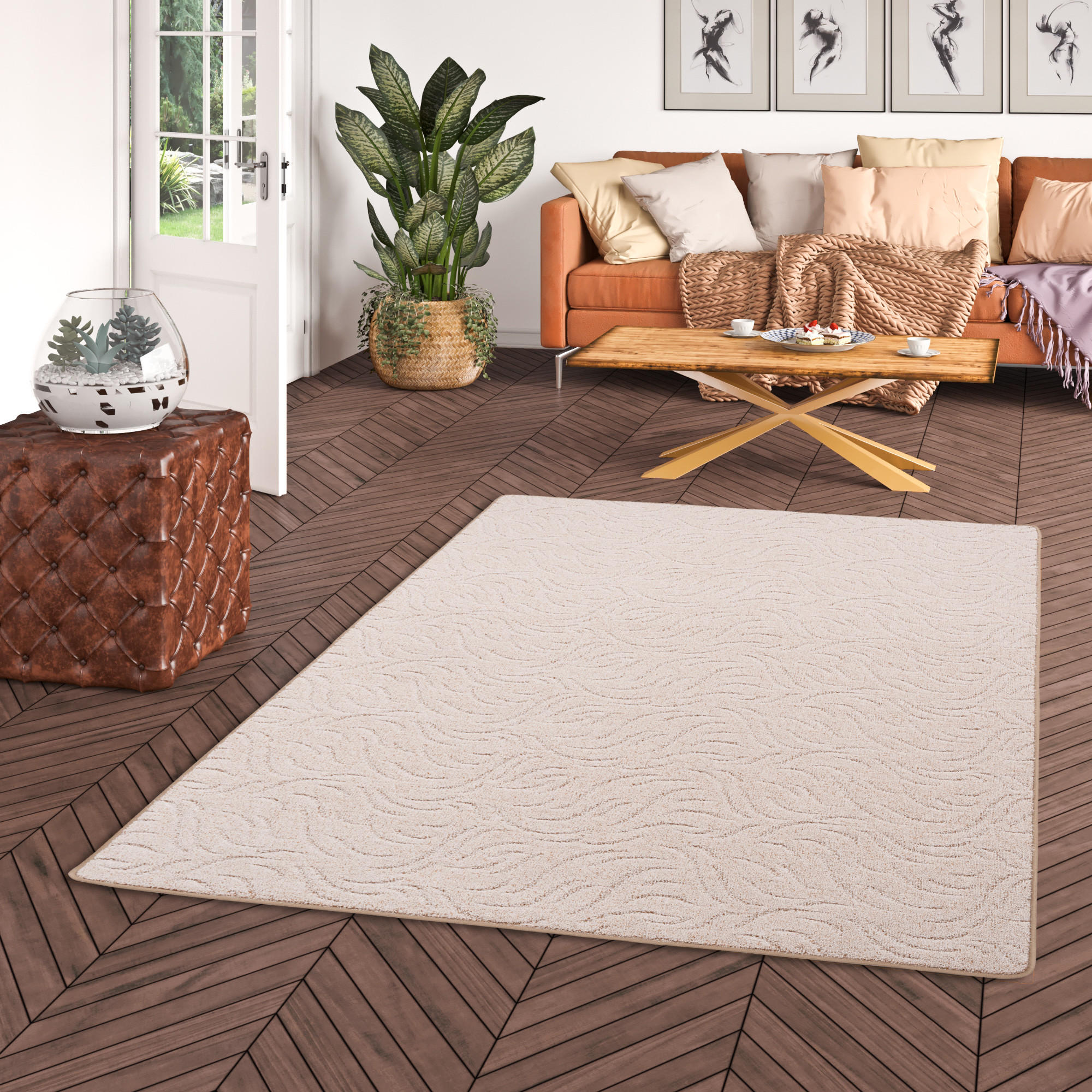 KONTURENSCHNITT HOCHFLOR LANGFLOR TEPPICH FRIEDA - Beige, Textil (200/250cm) - Snapstyle