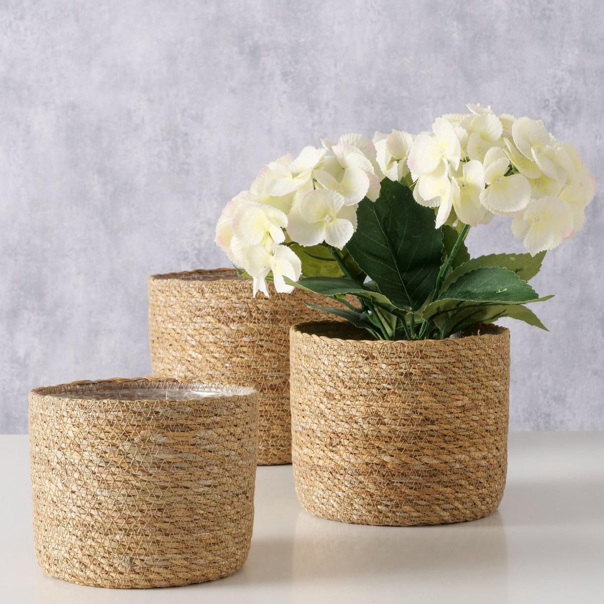 ÜBERTOPF SOPHY 3er-Set - Braun, Naturmaterialen (19/16/19cm) - Boltze Home