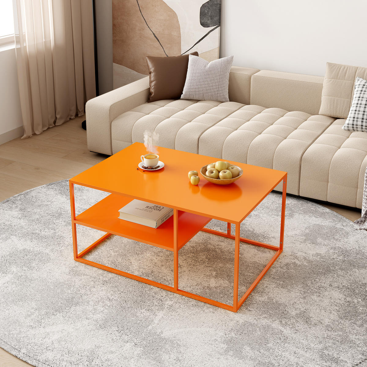 COUCHTISCH Solund 45/90/60 cm - Orange, Metall (60/90/45cm) - [en.casa]
