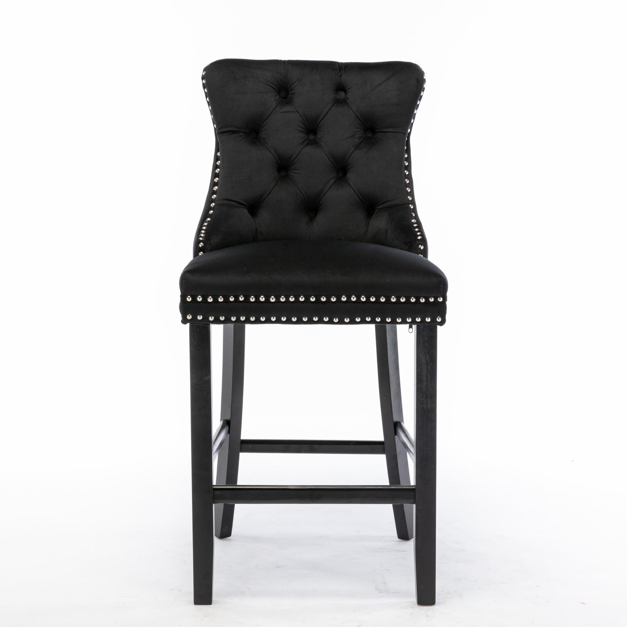 BARHOCKER 2er-Set Schwarz mit Samtbezug und Rückenlehne - Schwarz, Textil (60/103/50cm) - PANGIVO
