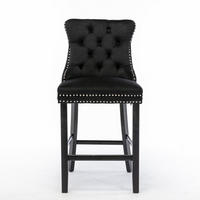 BARHOCKER 2er-Set Schwarz mit Samtbezug und Rückenlehne - Schwarz, Textil (60/103/50cm) - PANGIVO