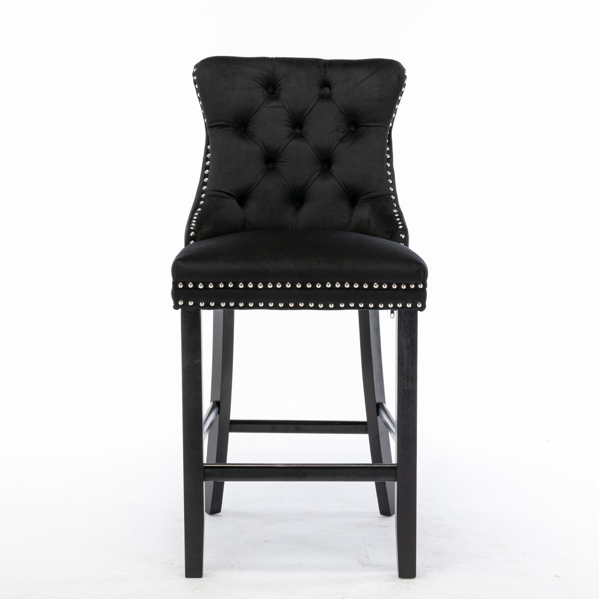 BARHOCKER 2er-Set aus Samt mit Holzbeinen, Schwarz - Schwarz, Textil (60/103/50cm)