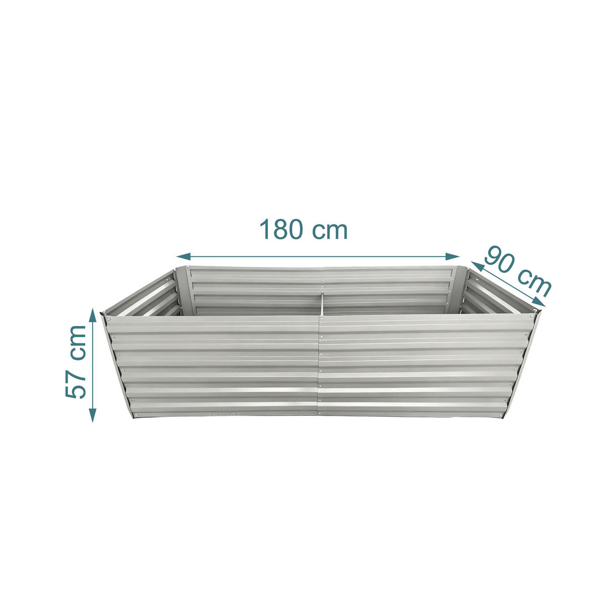 HOCHBEET Hellgrau Metall verzinkt 57x180x90 cm - Grau, Metall (180/57/90cm) - Relaxdays