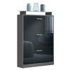 SCHUHSCHRANK Lavia Front in Schwarz Hochglanz - Schwarz Hochglanz, Holzwerkstoff (89/128/23cm) - Vladon