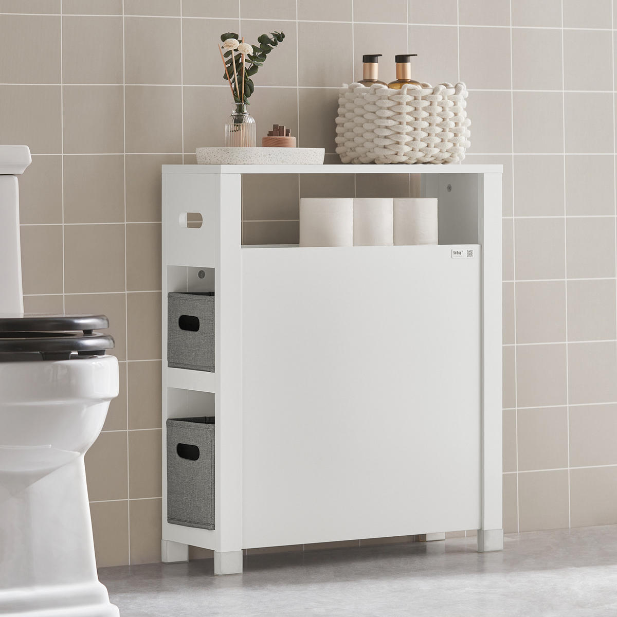 WÄSCHESCHRANK Weiß - Weiß, Holzwerkstoff (20/70/60cm) - SoBuy