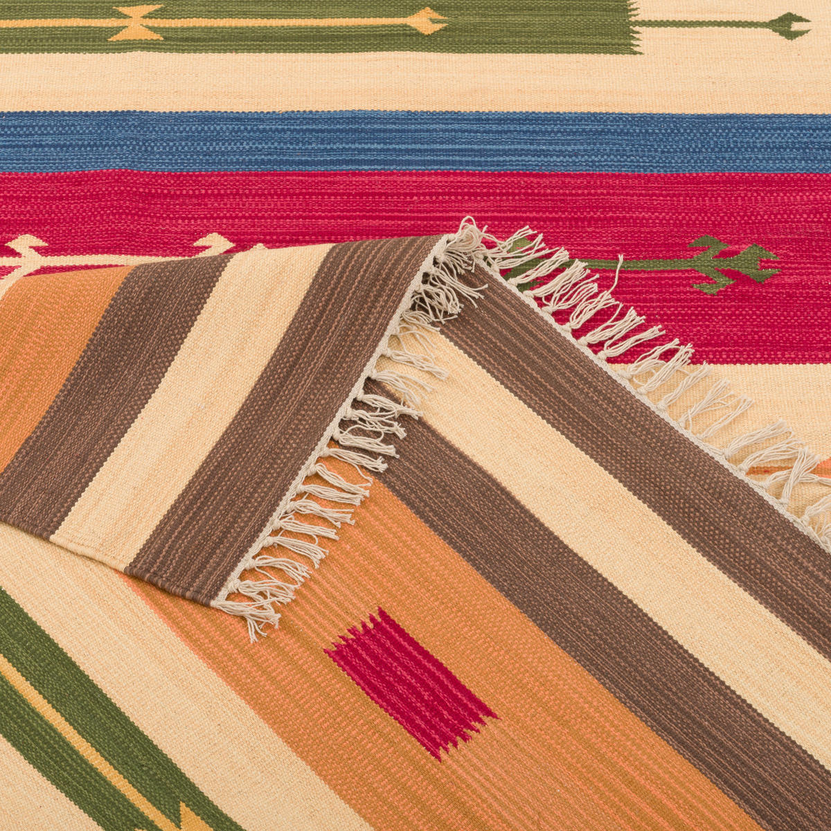BAUMWOLLE NATUR KELIM TEPPICH LINA MODERN - Multicolor, Textil (200/290cm) - Pergamon