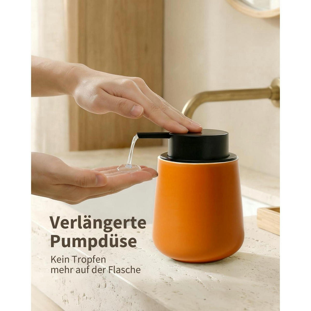 SEIFENSPENDER Keramik Rotbraun 350ml - Orange, Keramik (9/12/9cm)