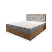 POSTEL BOXSPRING FOSCO 160x200 cm, s matrací a úložným prostorem, světle šedá - světle šedá, kompozitní dřevo/textil (160/200cm) - MASSENO