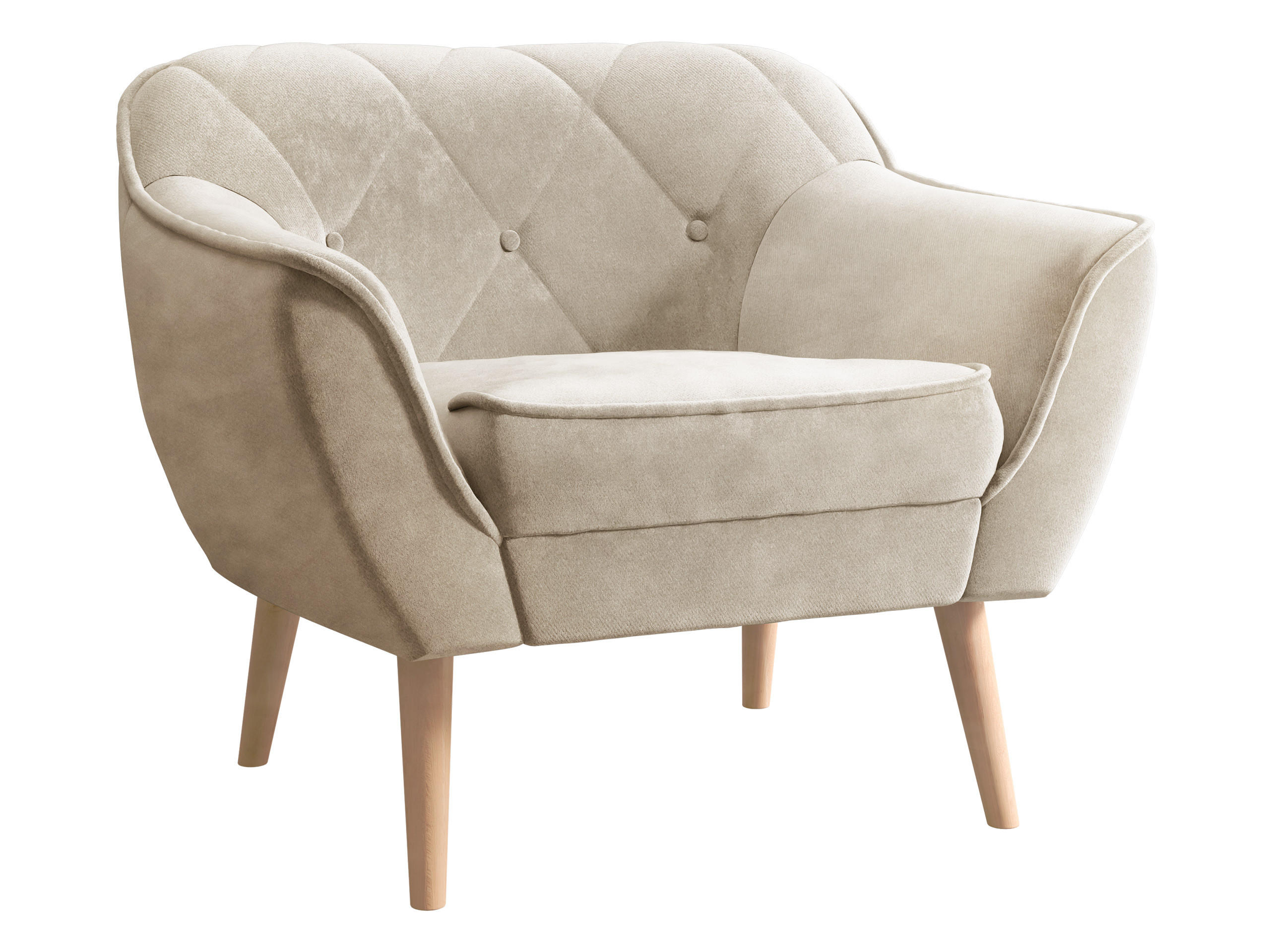 SESSEL Skand 1 - Beige/Naturfarben, Holz/Textil (80/75/74cm) - MIRJAN24