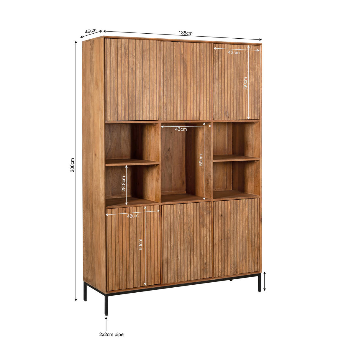 REGAL Madison Braun 45/135/200 cm - Braun, Holz (135/200/45cm) - Starfurn