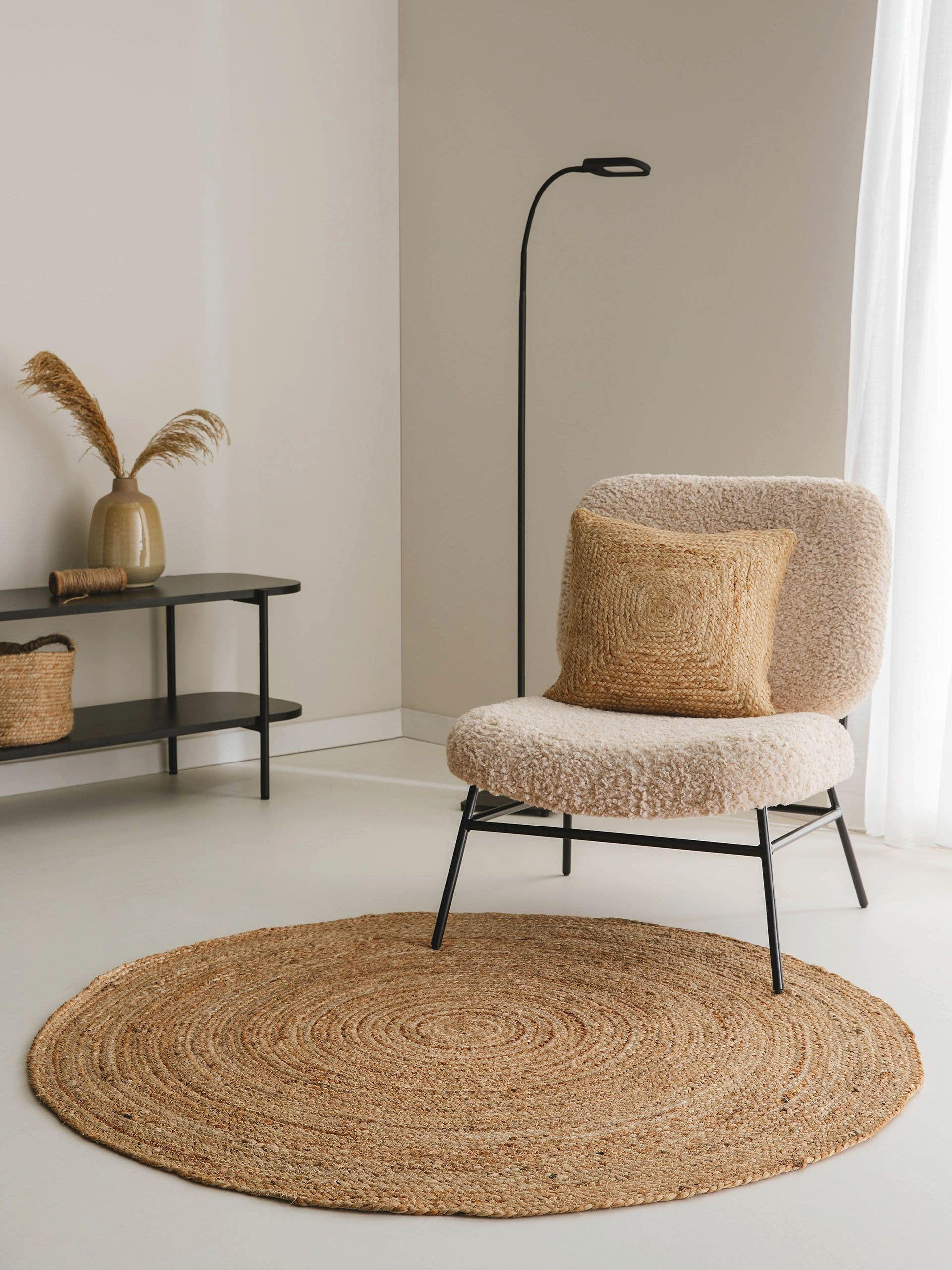 JUTETEPPICH Jutta Hellbraun ø 200 cm rund - Hellbraun, Textil (200/200cm) - benuta Pure