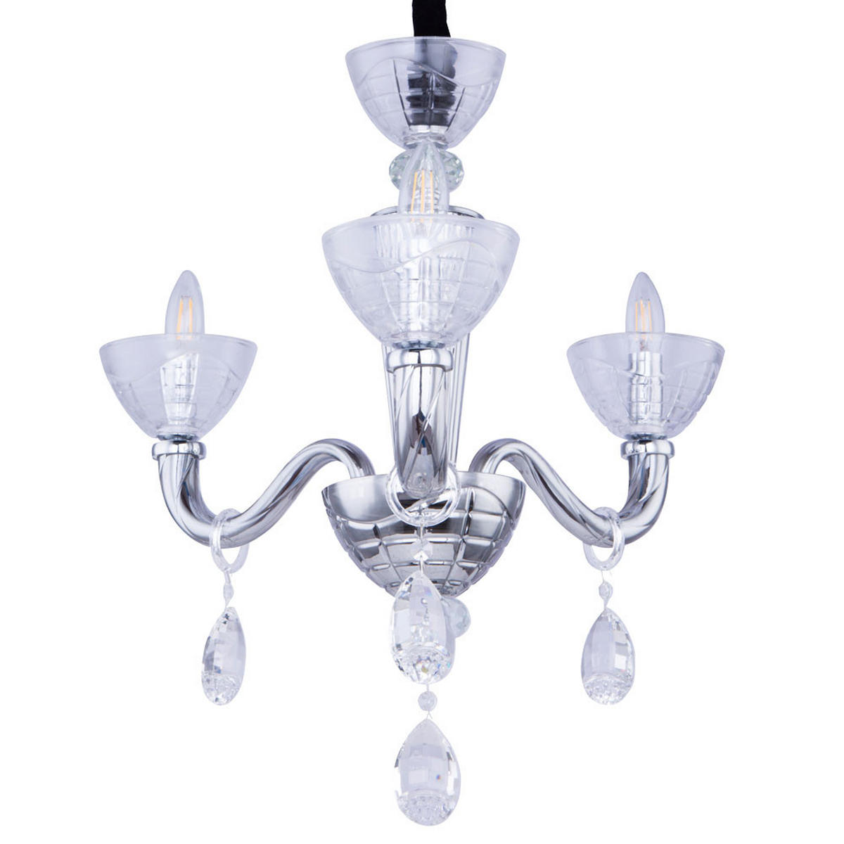KRONLEUCHTER Helen Silber Chrom - Silberfarben, Glas (58/58/135cm) - Globo Lighting