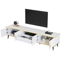 TV-SCHRANK in Weiß mit Marmoroptik, 2 Türen und Schublade 200/40/46 cm - Weiß, Holzwerkstoff (200/46/40cm) - Redom