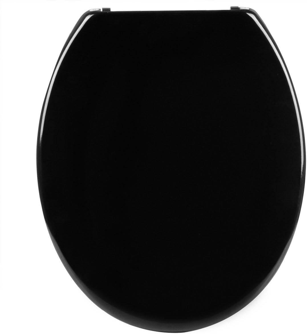 WC SITZ mit Absenkautomatik, Antibakteriell Oval, Duroplast - Schwarz, Kunststoff (37/2.51/45cm) - Woltu