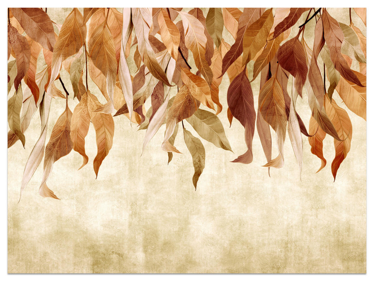 FOTOTAPETE Blätter Pflanzen Natur für Wohnzimmer 400x280 - Beige/Rot, Papier (400/280cm) - Muralo