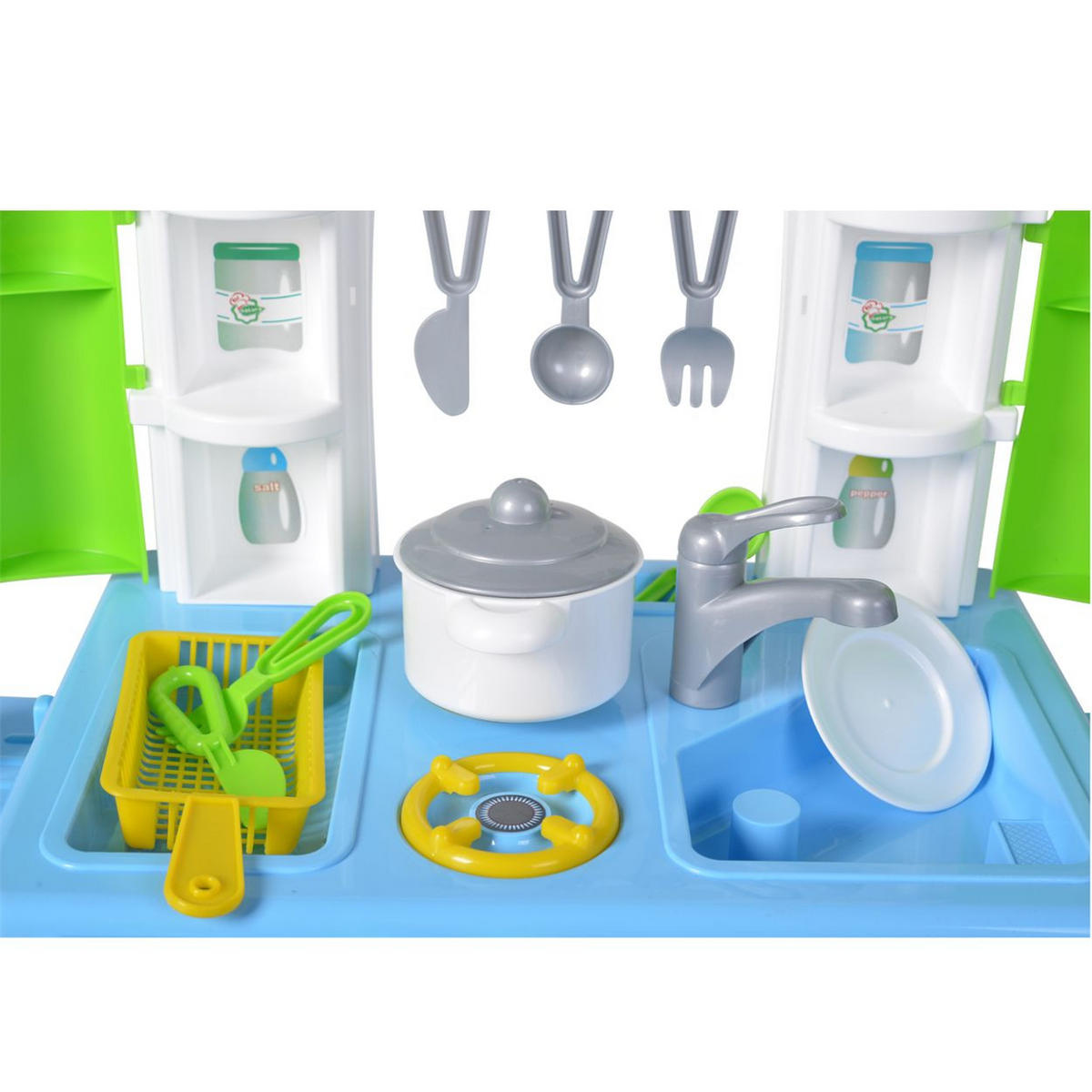 SPIELKÜCHE Natura 43412 weiß Kunststoff, Geschirr, Kochplatte, Backofen, Spülbecken, Ablagen - Grün, Kunststoff (88/32/75cm) - Polesie