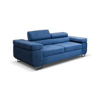 SOFA Marlene mit verstellbaren Kopfstützen 202 cm Wohnzimmer, blau - Blau, Holz (202/87/97cm) - Margaret Hadas24