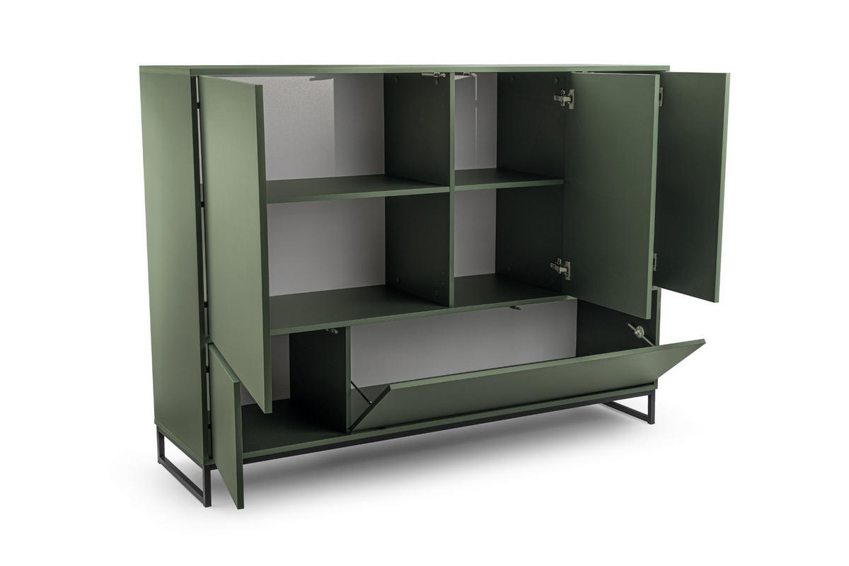 KOMMODE GENEVE 160/120/45 cm in Dunkelgrün - Dunkelgrün, Holzwerkstoff (160/120/45cm) - Deine Möbel 24