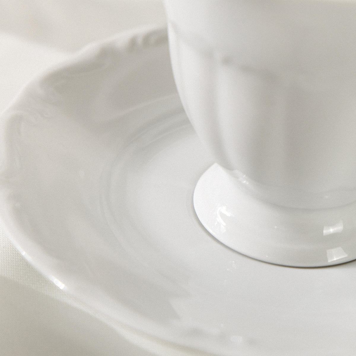 TASSEN-SET TASSE mit Untertasse Chodziez MARIA TERESA 6-tlg - Weiß, Keramik (0.25L) - KONSIMO®