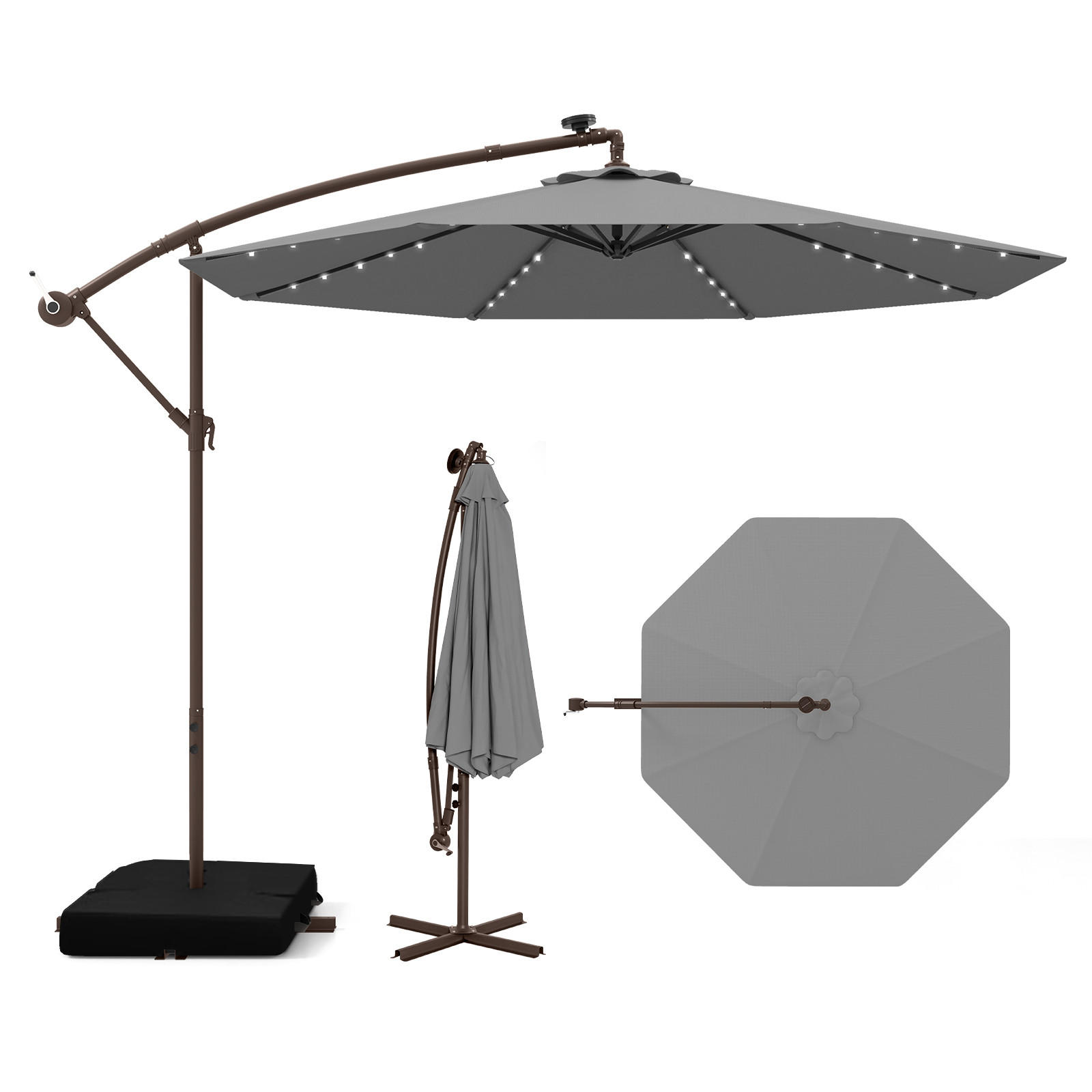 HÄNGESCHIRM Grau - Dunkelgrau, Textil (300/300cm) - COSTWAY