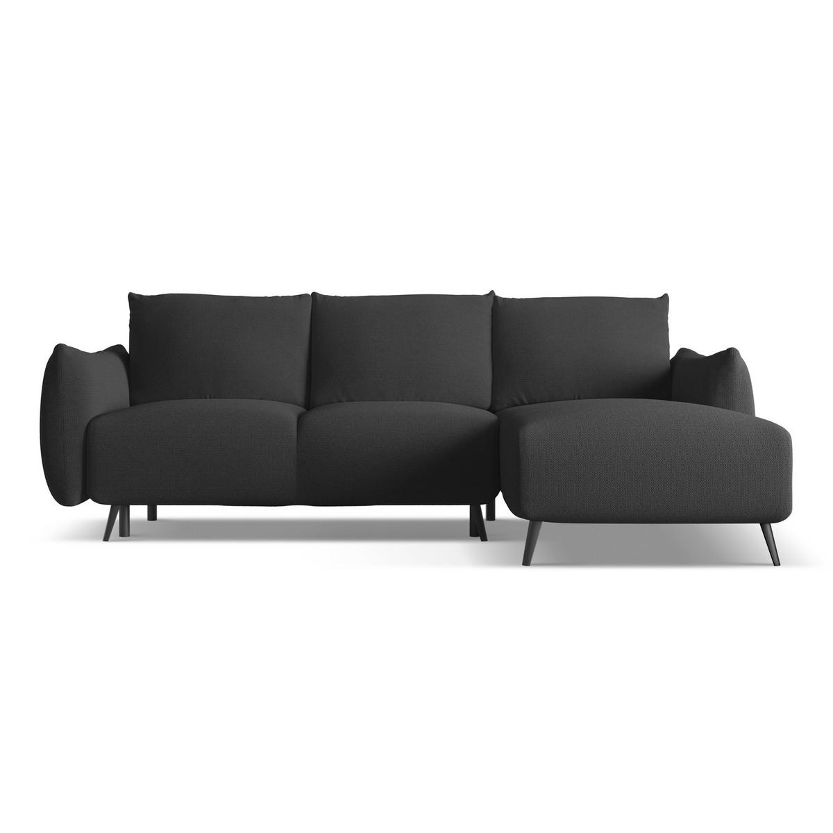 ECKSOFA mit Schlaffunktion Chenille Stoff Schwarz - Anthrazit/Schwarz, Textil/Metall (242/162cm) - LaMiaSofa