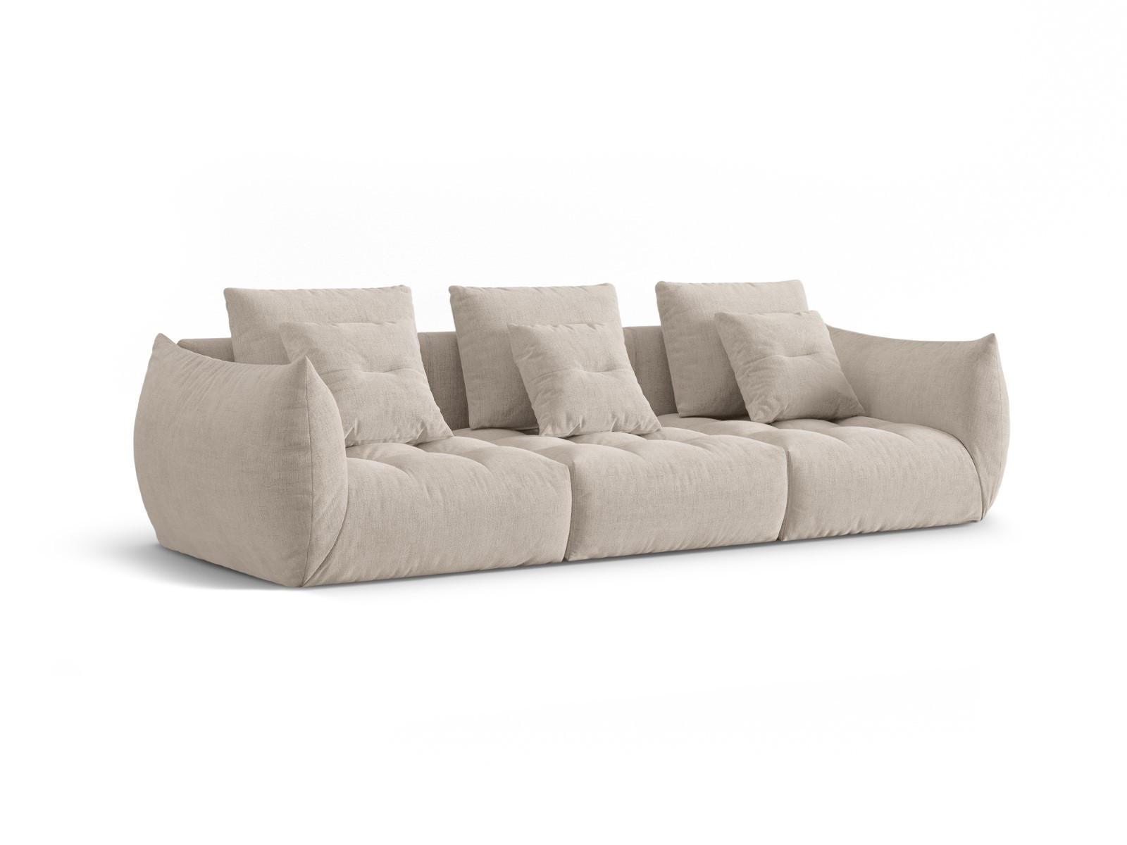 SOFA modular Bloom aus strukturiertem Stoff dunkelbeige 4 Sitzplätze - Mokka, Textil (106/95/332cm) - Micadoni