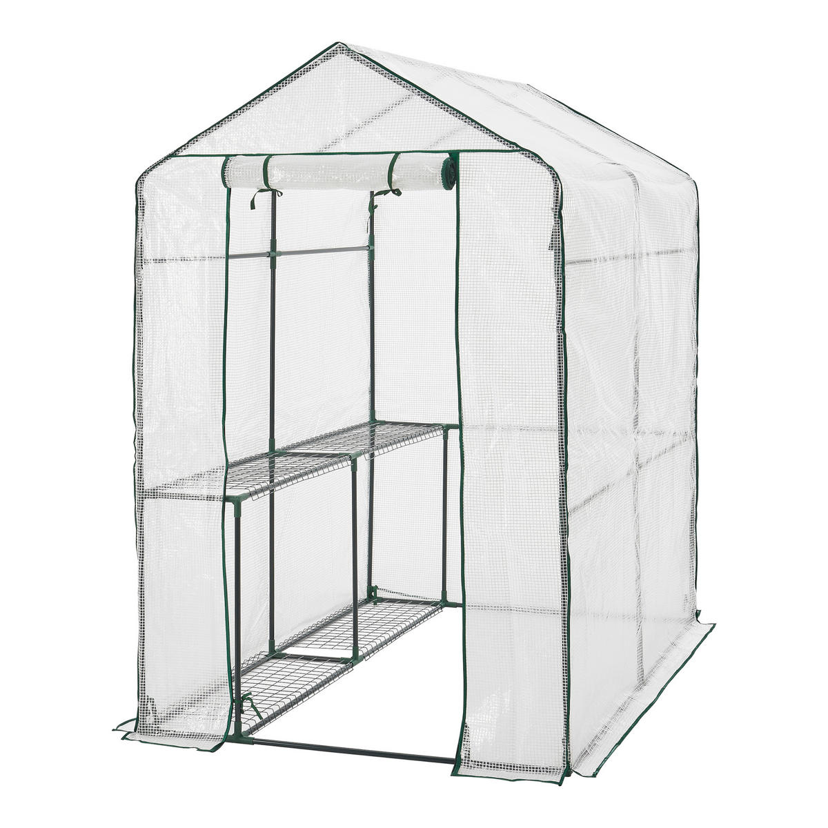 GEWÄCHSHAUS Oosterhout - Transparent/Weiß, Kunststoff (120/190/186cm) - [en.casa]