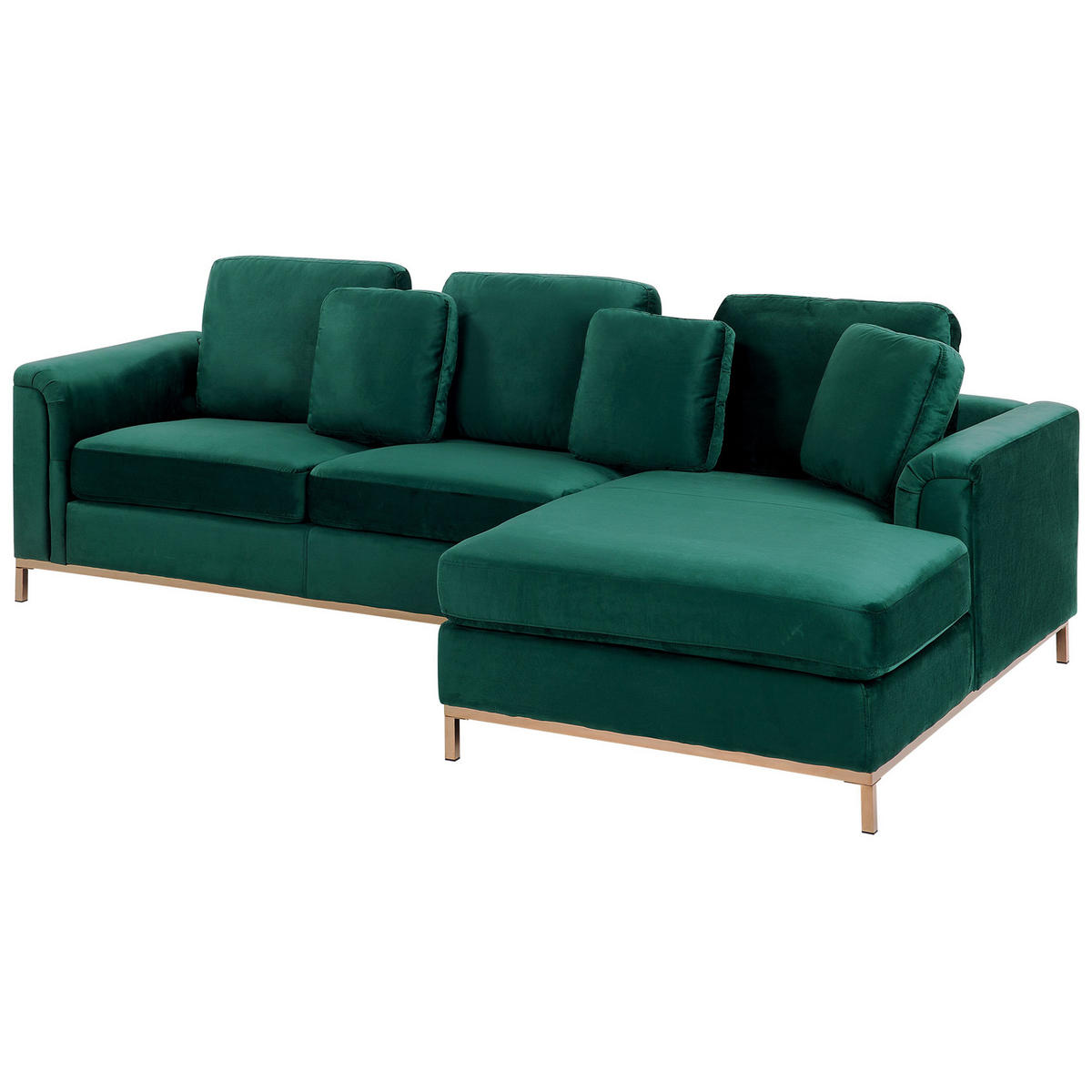 ECKSOFA Samtstoff Grün rechtsseitig Oslo - Dunkelgrün, Textil (270/151cm) - Beliani