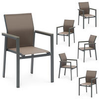 GARTENSTÜHLE WINDY 6ER-SET - Grau, Textil (56/88/57cm) - IDIMEX