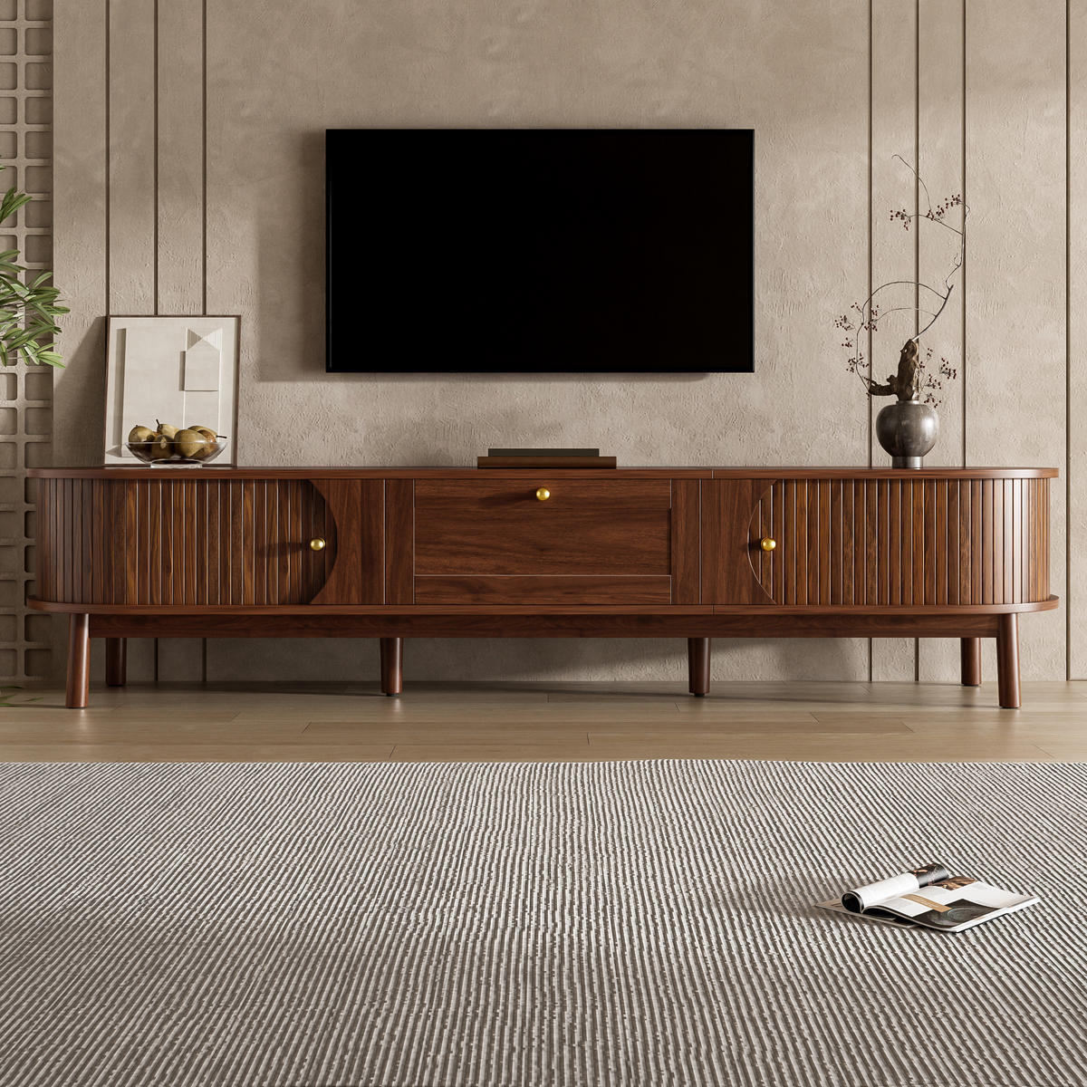 TV-SCHRANK Massivholz Schubladen - Walnussfarben, Holzwerkstoff (170/38/39.5cm)