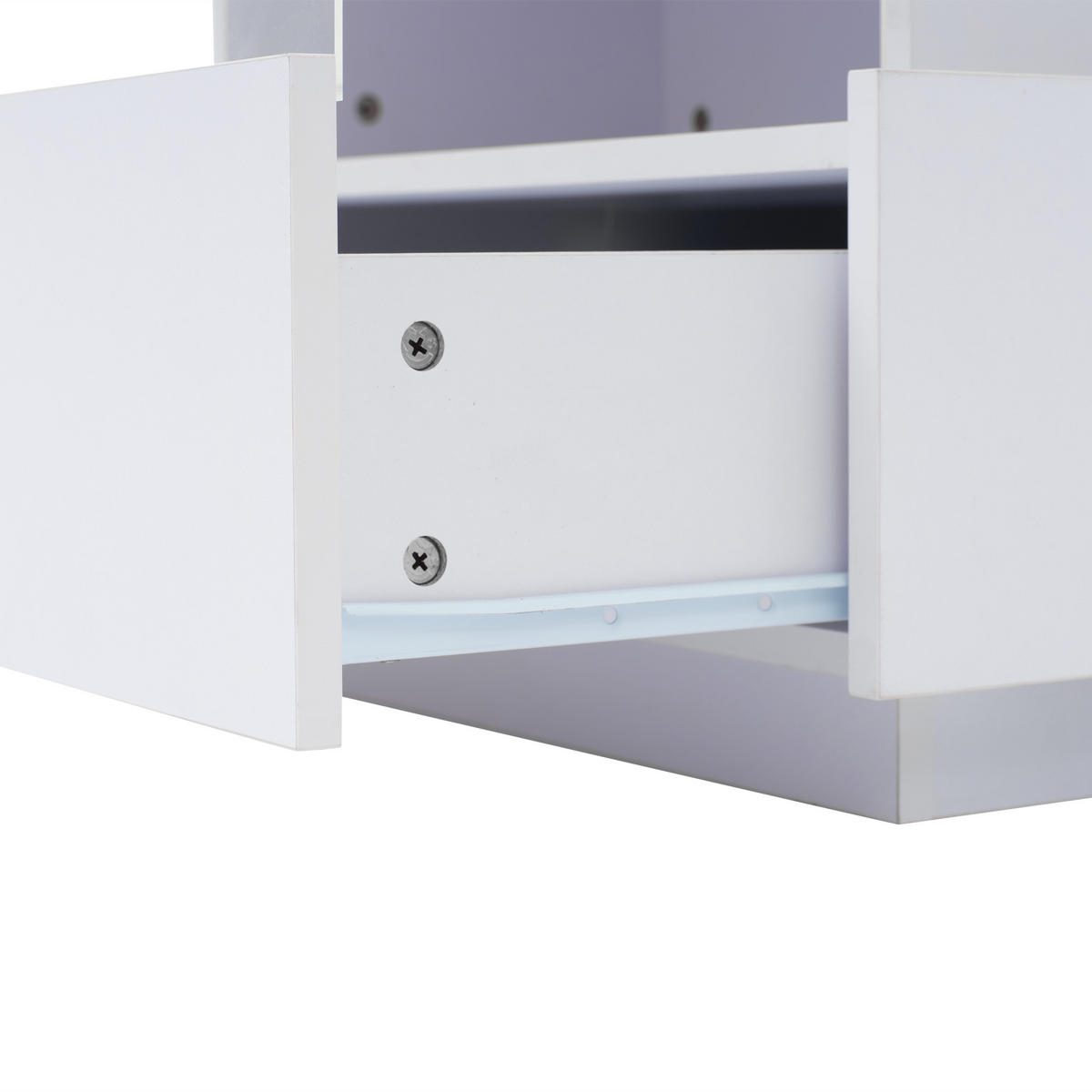 COUCHTISCH 70/70/41 cm weiß mit LED-Beleuchtung und 2 Schubladen - Weiß, Holzwerkstoff (70/70/41cm) - OKWISH