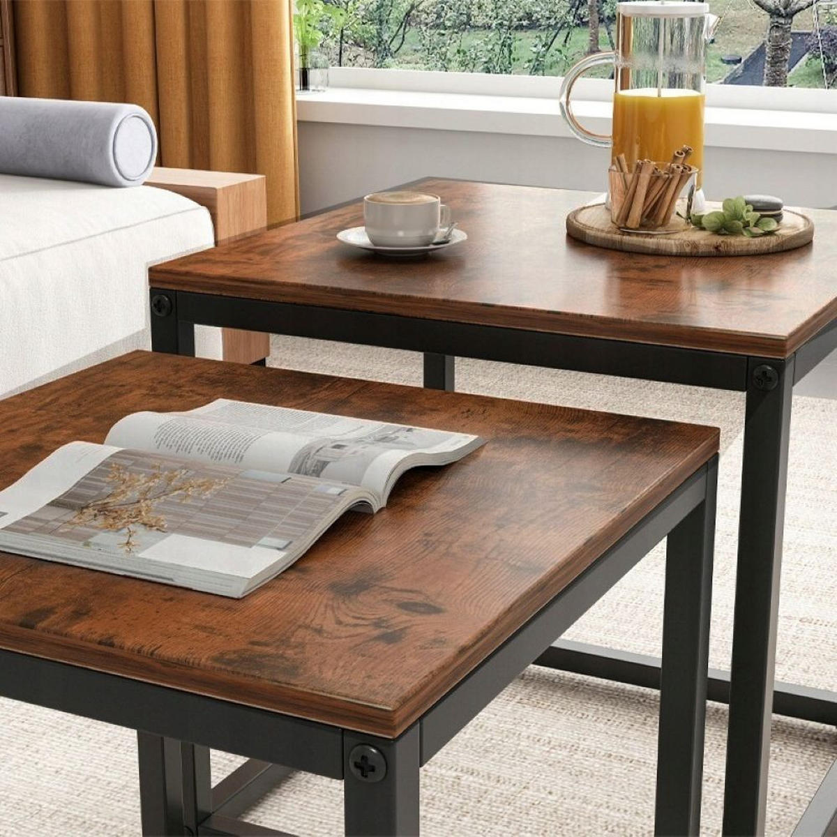 COUCHTISCH 2er-Set, braun, 50/50/50,5 cm und 45/45/45,5 cm - Braun, Holzwerkstoff (50/50/50.5cm)