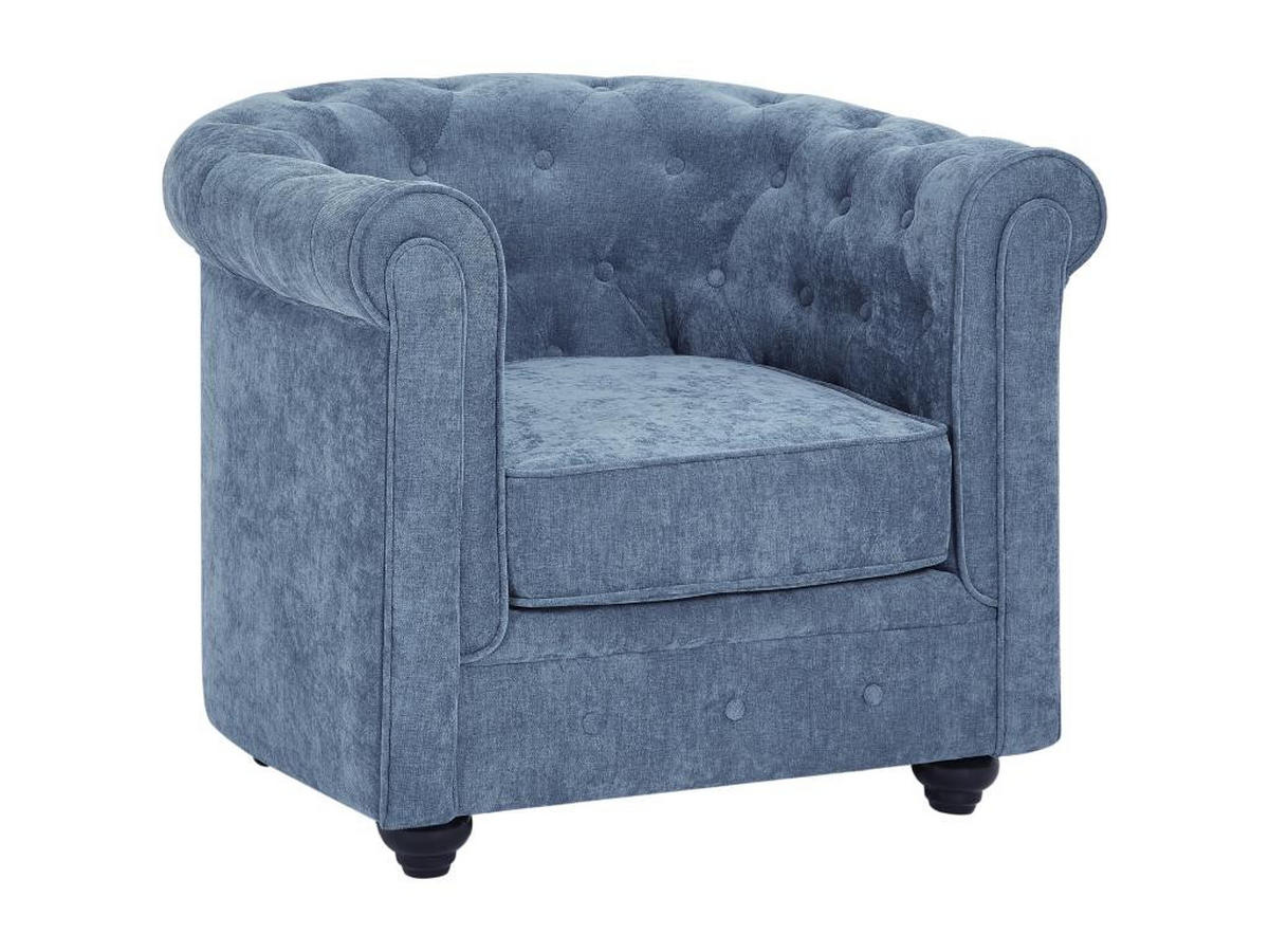SESSEL - Stoff - Blau - CHESTERFIELD - Blau, Textil (78/72/82cm) - Vente-Unique