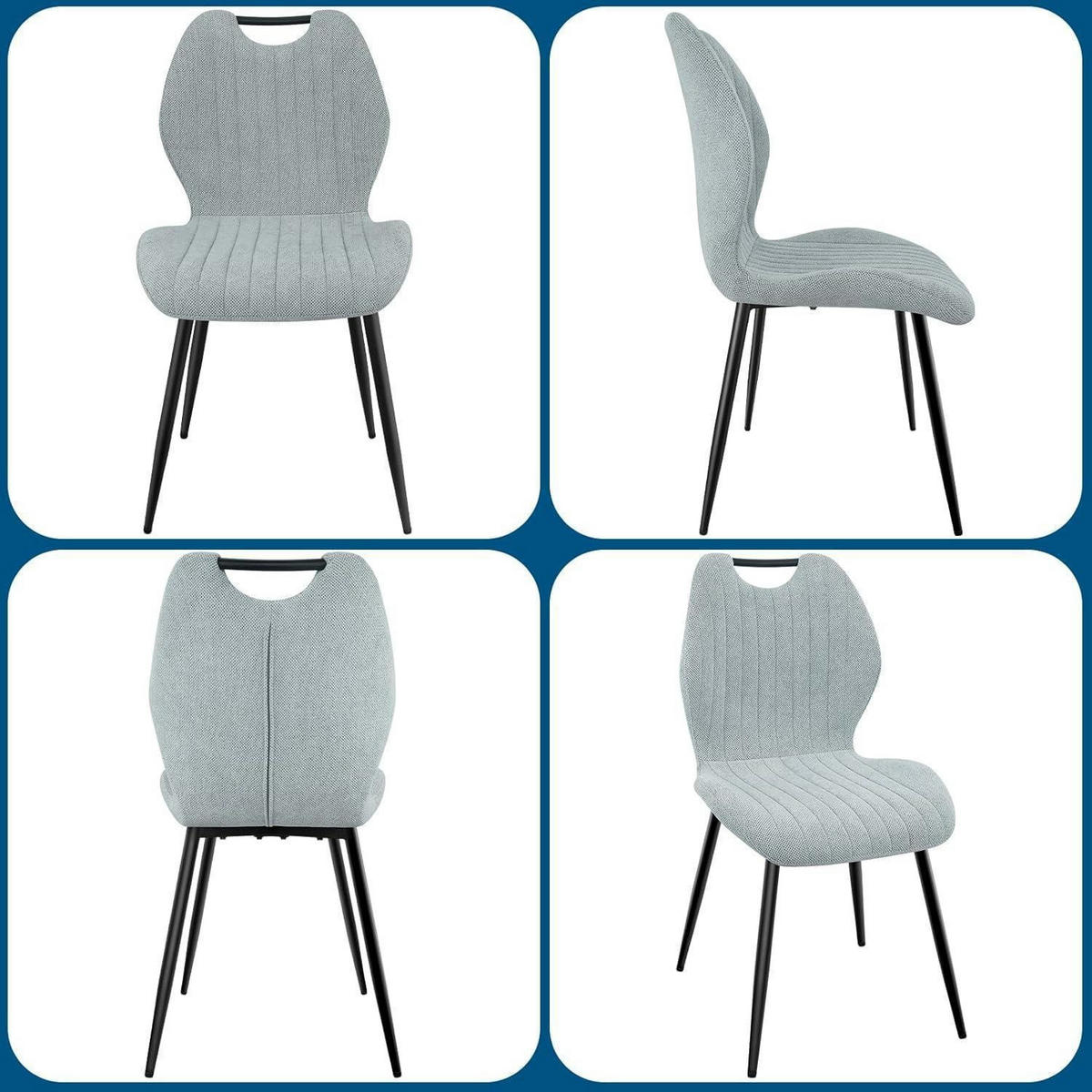 ESSZIMMERSTÜHLE 4er Set Stoff Hellgrau - Grau, Textil (44/88/41cm)