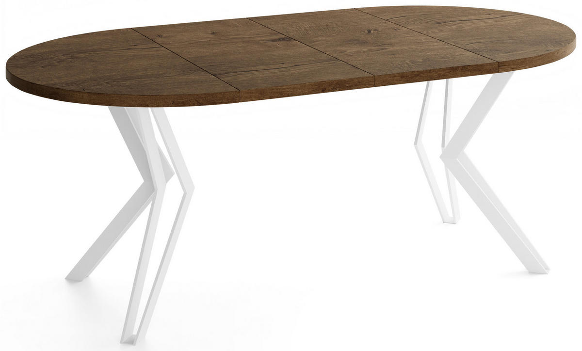 ESSTISCH Austin runder ausziehbarer, Lefkas Eiche 120-200/100/76 cm - Alteiche/Braun, Holzwerkstoff/Metall (120/200/76cm) - WFL GROUP