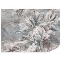 FOTOTAPETE für Wohnzimmer Wunderschöne Blume Betonwand Retro 250x175 - Grau, Papier (250/175cm) - Muralo