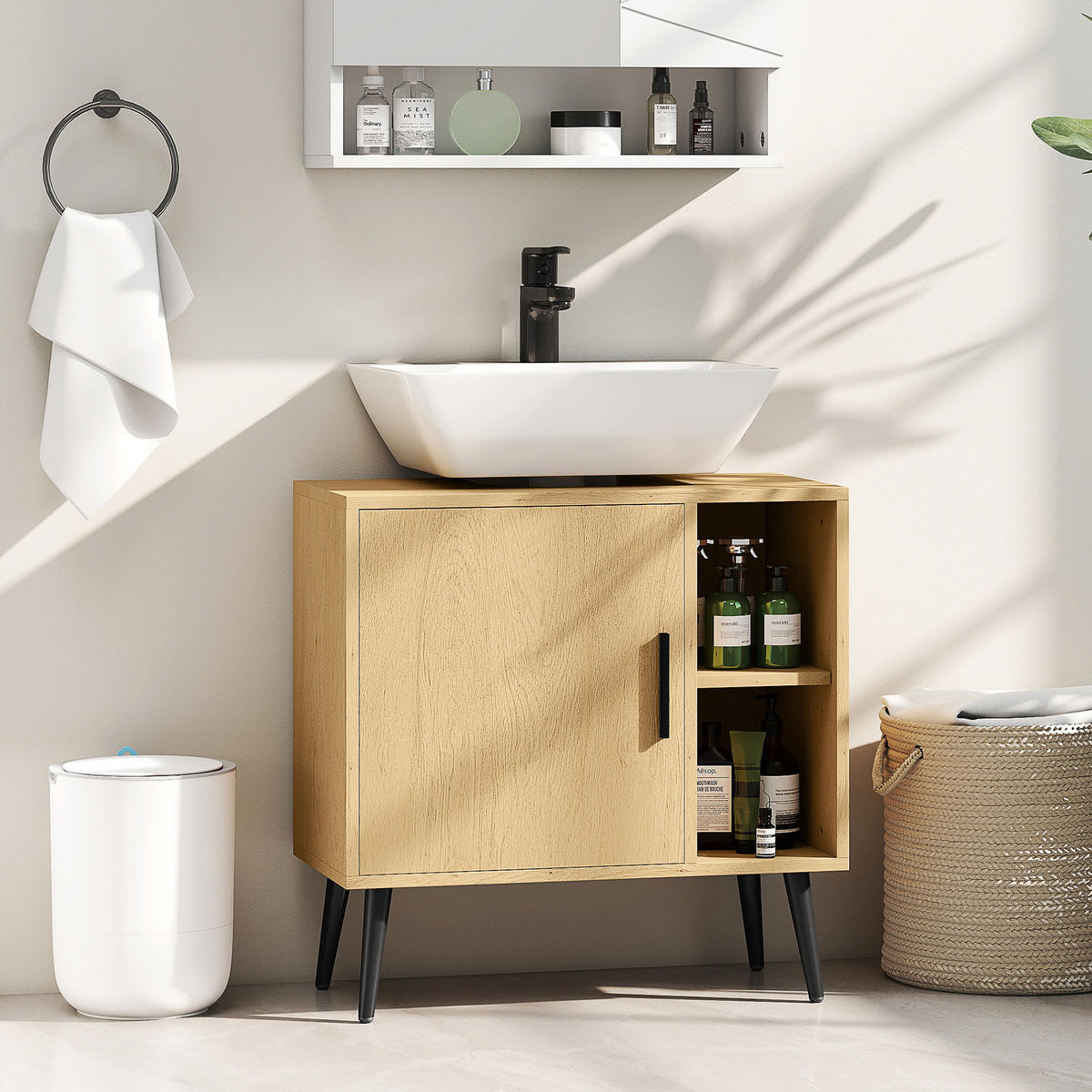 WASCHBECKENUNTERSCHRANK DE-15912 Soft-Close-Tür Eiche - Eichefarben, Holzwerkstoff (60/59.5/30cm) - ComfortXL